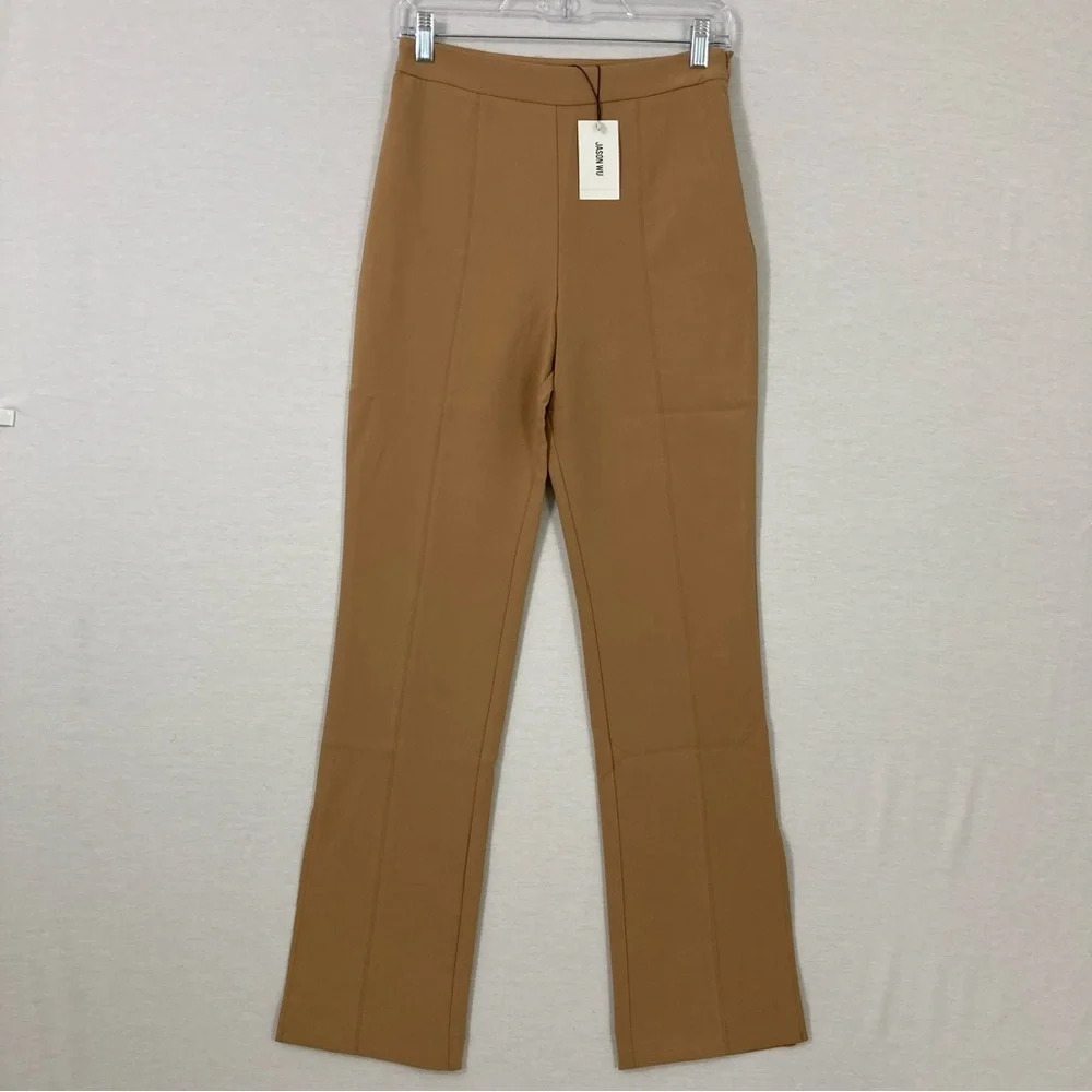 New Jason Wu Camel/Tan Side Slit Boot Cut Stretch Pants size XS